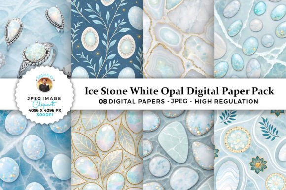 Download Ice Stone White Opal Digital Paper Pack - Premium Resources