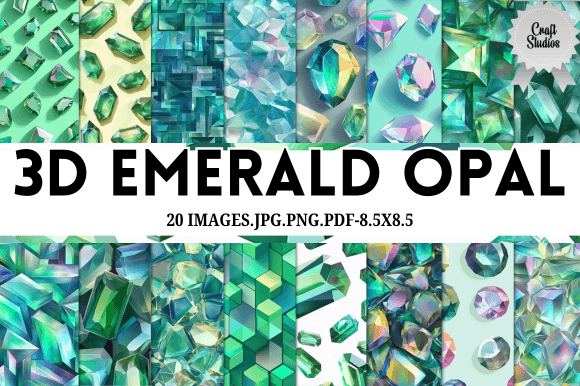 Download 3D Emerald Opal Digital Paper - Premium Resources